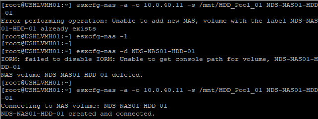 Unmount NFS datastores from VMware ESXi and NFS is in use