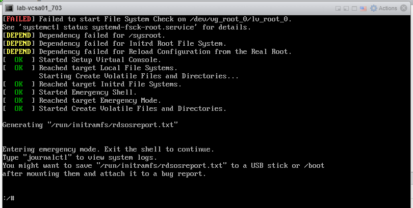 vCenter Failed to Start File System Check on Disk